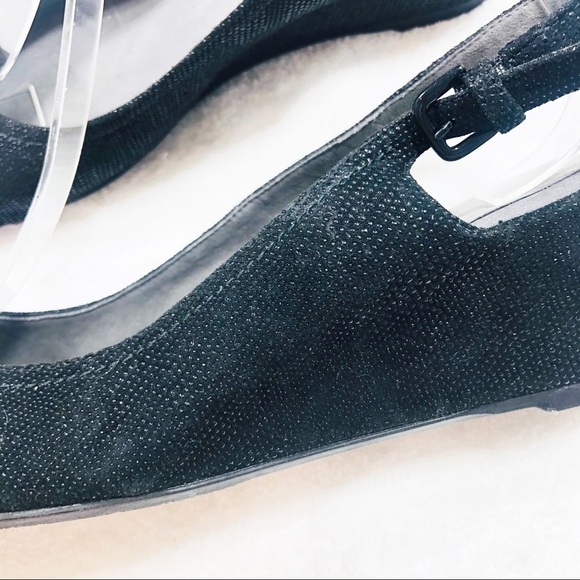 Stuart Weitzman 🔥SALE🔥 black peep toe wedge sandals sz 8 - Picture 10 of 14